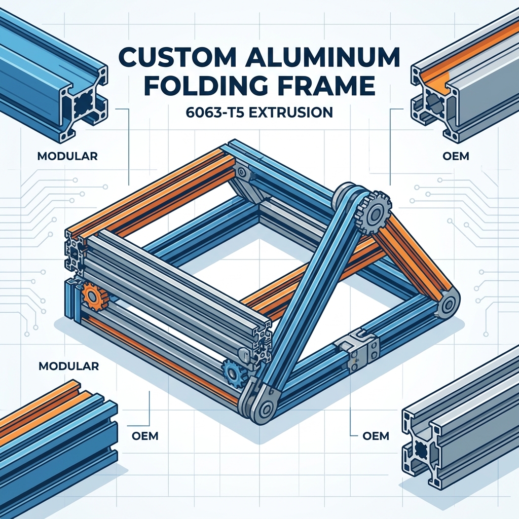 Custom 6063-T5 Aluminum Extrusion Folding Frame Profiles